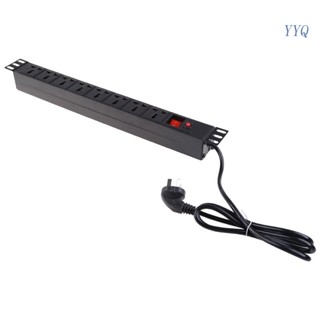 Yyq 1U PDU รางปลั๊กไฟ โลหะ 250V 10A พร้อมช่องเสียบ 8 ช่อง สําหรับโต๊ะทํางาน โต๊ะเครื่องแป้ง