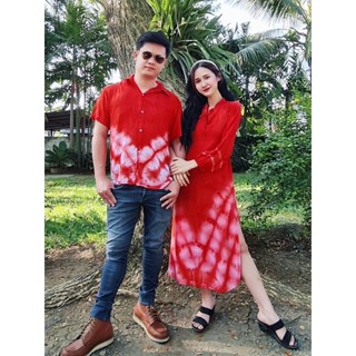 ชุดคู่สีแดงตรุษจีนสวยสดสง่า #กี่เพ้าแขนยาว #เชิ้ตแดง #ชุดตรุษจีน