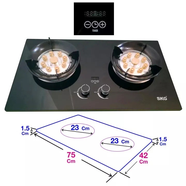 SKG เตาแก๊สตั้งเวลาปิดได้ หัวฟู่ 8หัวเล็ก 2หัว ประหยัดแก๊สได้ถึง 40% รุ่น SK-808 (สีดำ) รับประกัน 1 ปี