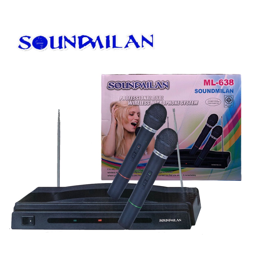 🚚✔ SOUNDMILAN รุ่น ML-638 ไมค์ลอยคู่ ไมค์โครโฟนไร้สาย ไมค์ลอยคู่ wireless microphone