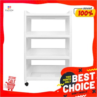 4-TIER ชั้นวางของ 4 ชั้น มีล้อ STACKO IVA 49.5X36X77 ซม. สีขาว4-TIER UTILITY CART STACKO IVA 49.5X36X77CM WHITE