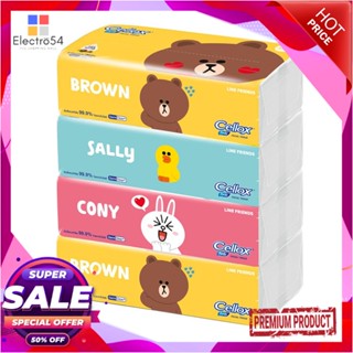 FACIAL กระดาษเช็ดหน้า CELLOX LINE FRIEND 115 แผ่น แพ็ค4FACIAL TISSUE CELLOX LINE FRIEND 115 SHEETS PACK 4