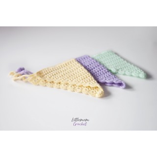 พร้อมส่ง l ผ้าโพกผมไหมพรม  ผ้าโพกผมสามเหลี่ยม ผ้าคาดผม (Crochet Headband)  by Littlemomcrochet