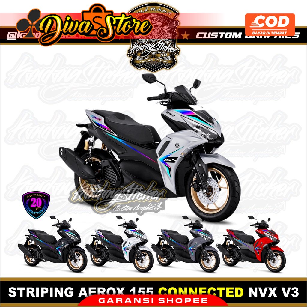 Striping Aerox 155 เชื่อมต่อ NVX V3 2021 สติกเกอร์ Aerox สติกเกอร์ NVX Aerox155 NVX155 ครบรอบ Kandan