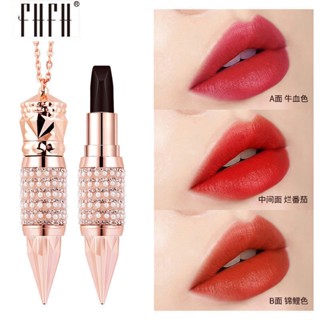 Three-colors Lipstick Queen Scepter Lipstick Velvet Matte Lip Full Color Waterproof Non-Stick Cup Easy to Color One Lipstick Three-Colors Makeup