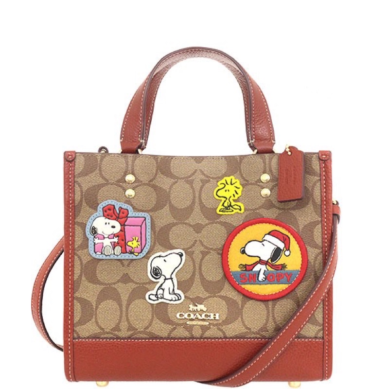 Coach X Peanuts Dempsey Tote 22 In Signature Canvas With Patches CE851