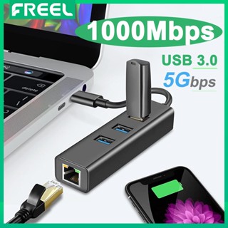 อะแดปเตอร์ฮับ USB Type C เป็นอีเธอร์เน็ต 4 in 1 พร้อม Gigabit Ethernet 1000Mbps Thunderbolt 3 เป็น Lan RJ45 และ USB 3.0 รองรับแล็ปท็อป PC Windows Linux Mac OS