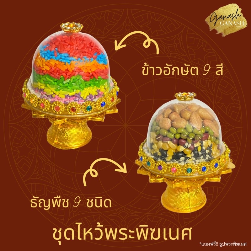 ชุดไหว้พระพิฆเนศ ข้าวอักษัต 9 สี ธัญพืช 9 ชนิด ชุดไหว้องค์มหาเทพ ของบูชา