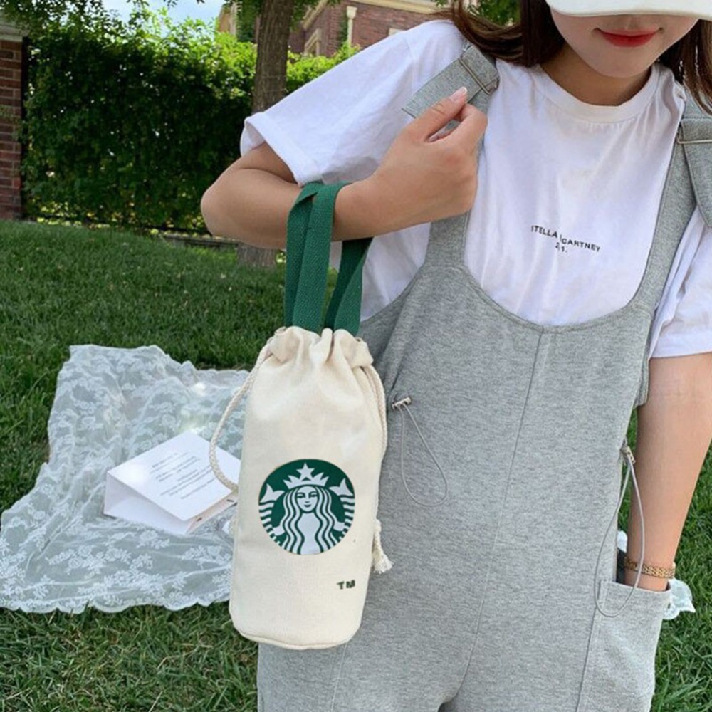 Starbucks กระเป๋าหูรูด ผ้าแคนวาส ขนาด 27*11 ซม. ทนทาน คุณภาพดี