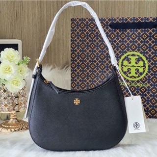 🎀 (สด-ผ่อน) กระเป๋าสีดำ สีเหลือง 9 นิ้ว TORY BURCH 137416 EMERSON ZIP SHOULDER BAG