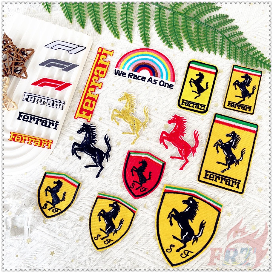 1Pc F1:We Race As One -Car Logo F.e.r.r.a.r.i Iron-on Patch Diy Embroidery Applique Iron on Sew on Badges Patches