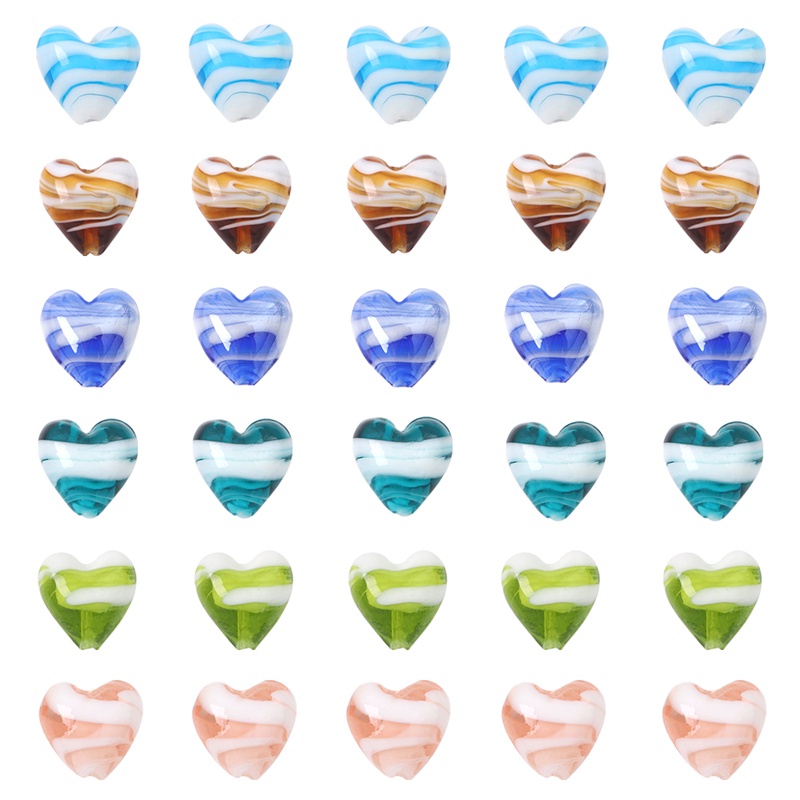 2 ชิ้น 15x15 มิลลิเมตร Love Stripes ตรงหลวมแก้วลูกปัดสําหรับ DIY Charm สร้อยคอสร้อยข้อมือต่างหูเครื่องประดับทําด้วยมือทําอุปกรณ์เสริม