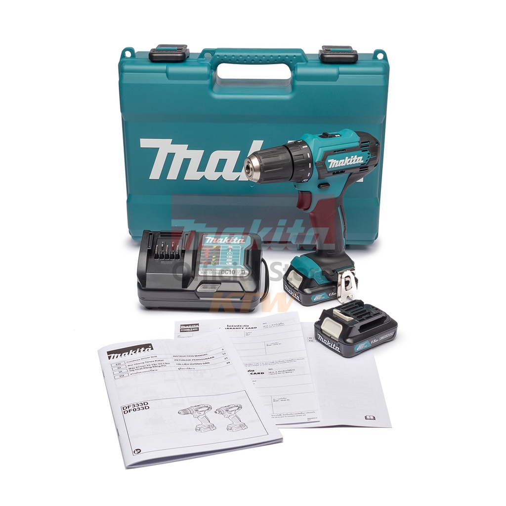 MAKITA สว่านไขควงไร้สาย 12 โวลต์ 3/8 นิ้ว รุ่น DF333DWYE แรงบิดหมุน 28 นิวตันเมตร รวมแบตเตอรี่-แท่นชาร์จ (มากีต้า)