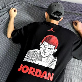 Ixaj Air Jordan joint Short Sleeve slam dunk master Sakuragi Flower Tide Map Japanese Anime Brand Loose Cotton Men_07