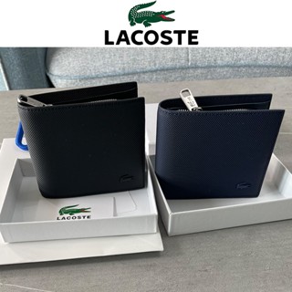 พร้อมส่ง Ori *Lacoste_ กระเป๋าสตางค์ใบสั้น PVC หลายชั้น คุณภาพสูง สําหรับผู้ชาย