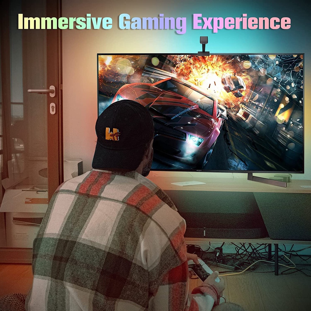 เพลงซิงค์ทีวีแบ็คไลท์สมาร์ทไฟ LED Strip เทปยืดหยุ่น RGBICไฟแบ็คไลท์ทีวีสำหรับทีวีขนาด 20-85 นิ้ว การตกแต่งห้องเกม - รูปที่ 5