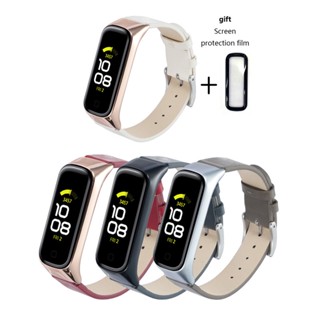 สายนาฬิกาข้อมือหนัง PU พร้อมฟิล์มกันรอยหน้าจอ อุปกรณ์เสริม สําหรับ Samsung Galaxy Fit 2 Fit2 SM-R220