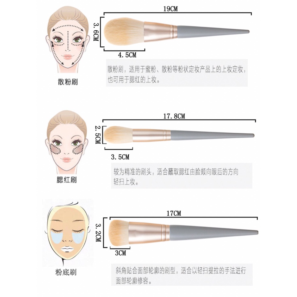 BRS10-0001 เซทแปรงแต่งหน้า 10 ชิ้น มีครบทั้งแปรงปัดแก้ม อายแชโดว์ เฉดดิ้ง ขนแน่นนุ่มไม่ระคายเคืองผิว Brush Set - รูปที่ 2