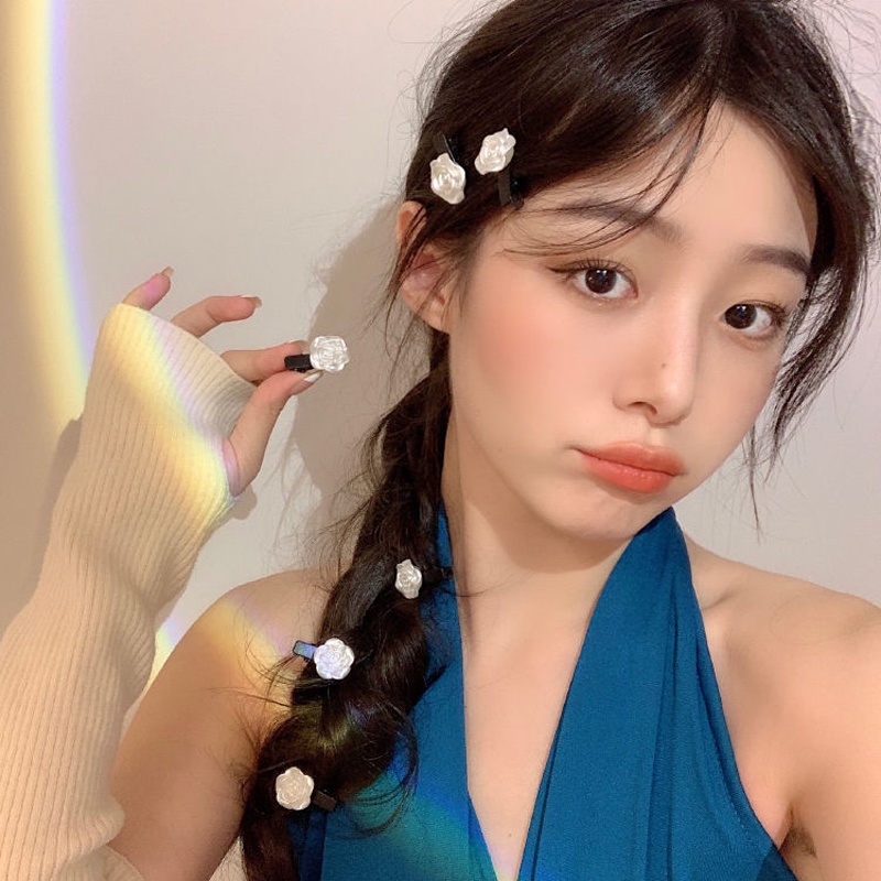 กิ๊บติดผม รูปดอกคามิเลีย ขนาดเล็ก ระดับไฮเอนด์ สีขาว สไตล์ฝรั่งเศส สําหรับผู้หญิง