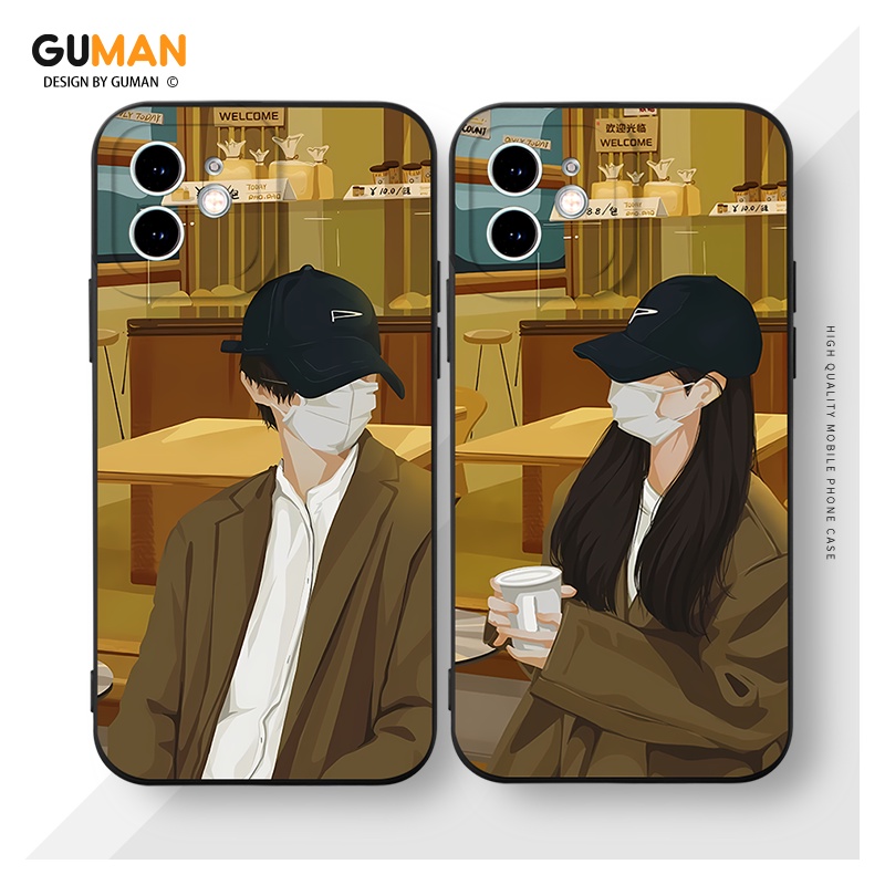GUMAN เคสคู่ เคสไอโฟน คู่รัก กันกระแทกซิลิโคนนุ่มการ์ตูนน่ารักตลก เคสโทรศัพท์ Compatible for iPhone 17 16 15 14 13 12 11 Pro Max SE 2020 X XR XS 8 7 6 6S Plus พลัส XYM1467
