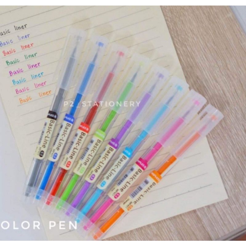 ปากกาเจลสี Basic line ขนาด 0.5 มม. ยี่ห้อ Maples รุ่น MP451 ปากกาหัวเข็ม ปากกาถูก (Colour gel pen) แบบด้ามเดี่ยว