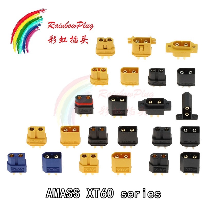 Amass XT60 series XT60U XT60H XT60L XT60W XT60C - F/M ขั้วต่อปลั๊กการบินเคลือบทองกระแสสูงชายและหญิง