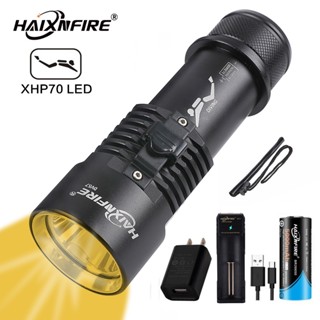 Haixnfire DV57 XHP70 LED ไฟฉายดําน้ํา ตั้งแคมป์ กลางแจ้ง ดําน้ํา ไฟฉาย