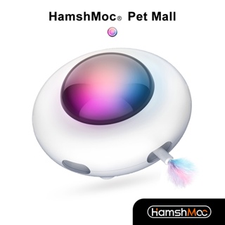 Hamshmoc ของเล่นแมวอัจฉริยะ อินเตอร์แอคทีฟ UFO ตรวจจับอุปสรรคไฟฟ้า USB เคลื่อนไหวอัตโนมัติ แบบชาร์จไฟได้ สําหรับกิจกรรมในร่ม