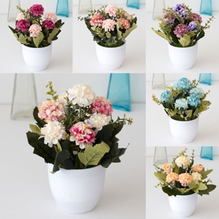 【AG】1Set Simulation Bonsai Hydrangea Artificial Plastic Office Desk Imitation Potted Flower for Office