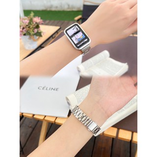 สําหรับ Redmi Smart band pro / Xiaomi mi band 7 pro สายนาฬิกาข้อมือ โลหะ มุก สามสาย + กรอบโลหะ แฟชั่น สไตล์ธุรกิจ