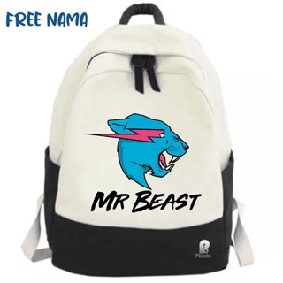 Mr BEAST UNISEX YOUTUBER MOTIF กระเป๋าเป้สะพายหลัง กระเป๋านักเรียน (ฟรีชื่อ)