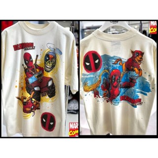 เสื้อMarvelลิขสิทธิ์แท้_ลายDeadPool.สีขาว(ป้ายHiptrackสีเฟด)HP-013