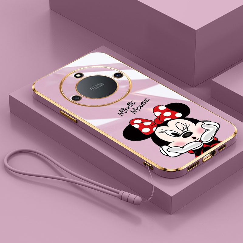 [ฟรีสายคล้อง] Realme 11 Pro+ Plus 5G 10T 10 Pro+ Plus realme11 Pro เคสซิลิโคนนิ่ม ทรงสี่เหลี่ยม แวววาว ลายการ์ตูนมินนี่ ดิสนีย์เมาส์