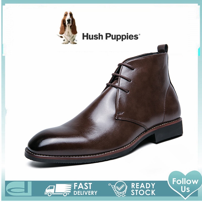 Hush ลูกสุนัขรองเท้าผู้ชาย Hush Puppies ผู้ชายรองเท้า High Cut รองเท้าหนังรองเท้าสําหรับชาย Martin ร