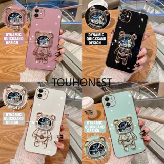 เคส For iPhone 12 Pro Max เคส iPhone 7 Plus เคส iPhone 13 Mini Case iPhone 8 Plus Case iPhone SE New Glitter Liquid Quicksand Cute Astronautstand Bracket Phone Cover Cases โทรศัพท์มือถือ ลายนักบินอวกาศน่ารัก มีทรายไหล