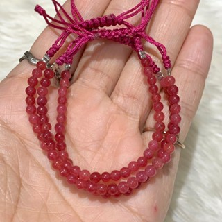 กำไลข้อมือ เชือกถัก ทับทิม Ruby 3 mm หินนำโชค หินแท้100% *ฟรีไซต์* (ราคาต่อเส้น)