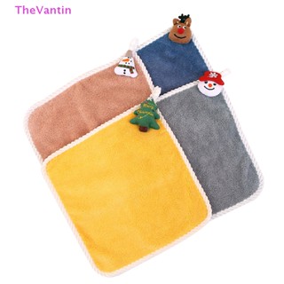 Thevantin ผ้าขนหนูเช็ดมือ ลายซานตาคลอส สีแดง ของขวัญปีใหม่ สําหรับตกแต่งบ้าน ห้องน้ํา คริสต์มาส