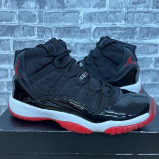 N-i-k-e Air Jordan 11 Retro GS Bred รองเท้าผ้าใบลําลอง สีดํา สีแดง 2012