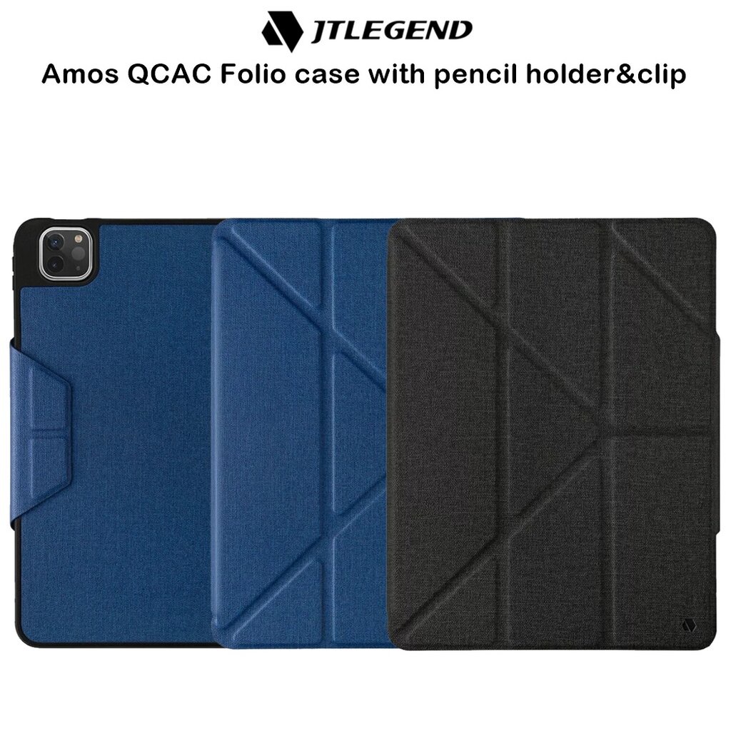 Jtlegend Amos QCAC Folio with pencil holder&amp;clip เคสกันกระแทกเกรดพรีเมี่ยม เคสสำหรับ iPad Air4/5 10.9 /Pro11 /12.9 20-22