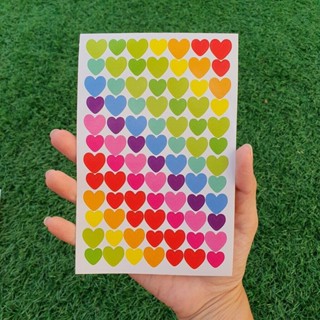 สติ๊กเกอร์หัวใจ (แพ็ค 10แผ่น) หัวใจหลากสี สีสันสดใส Valentines วาเลนไทน์ heart sticker