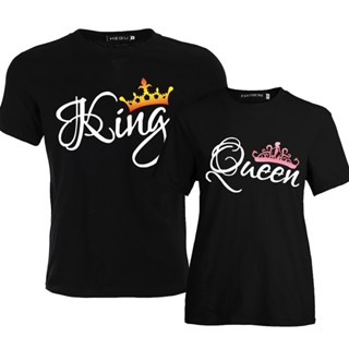 Short Sleeve T Shirt Tshirt Fashion Simple Casual King Queen Letter Crown Print Black Couple T-Shirt Shirts for Wom_02