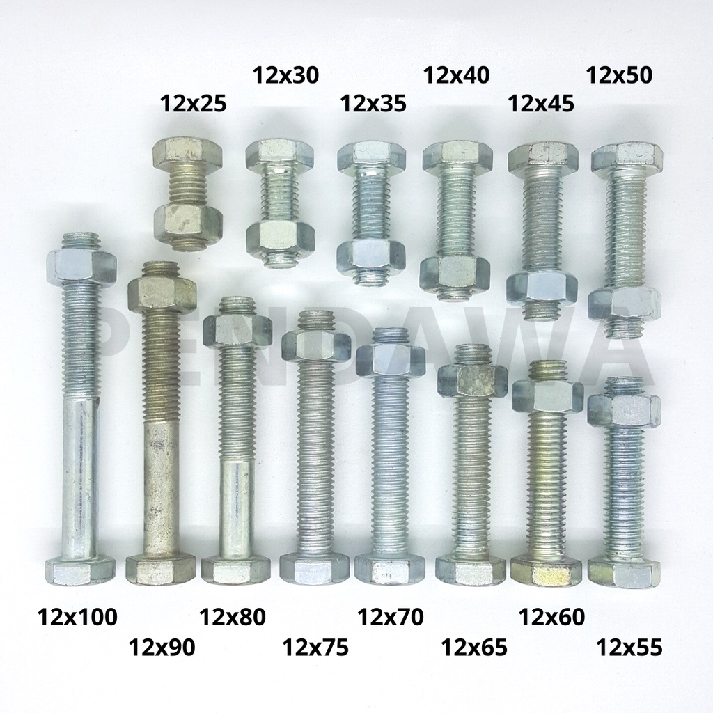 น็อตโบลต์สีขาว M12 x 65 มม. BMP M12 x 65 มม. P 1.75 คีย์ 19 TMS ยี่ห้อ