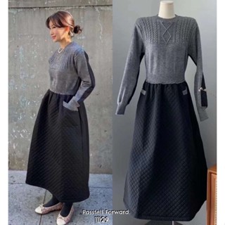 🇰🇷New🇰🇷  Korea twotoned dress Dressยาวไหมพรมต่อชาย เก๋ๆเลยค้า ตัวนี้