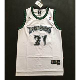 ขายดี NBA Minnesota Timberwolves สําหรับผู้ชาย #21 เสื้อกีฬาบาสเก็ตบอล ลาย Kevin Garnett AGdgno17PJmofp73 สีขาว สไตล์เรโทร