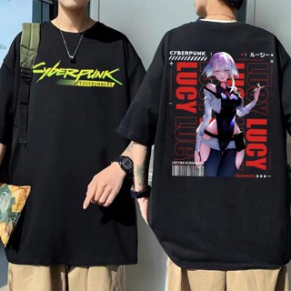 ใหม่ เสื้อยืดลําลอง แขนสั้น พิมพ์ลายกราฟฟิค Cyberpunk Edgerunners Lucy สไตล์พังก์ แนวสตรีท แฟชั่นสําหรับผู้ชาย และผ_12