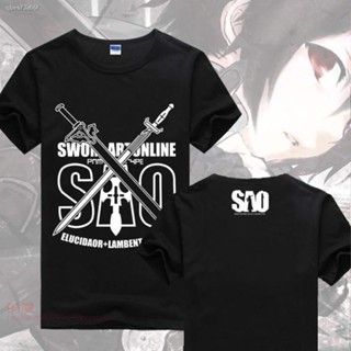 เสื้อยืด-- เสื้อผ้าอนิเมะ♕❧♦&gt;Sword Art Online เสื้อยืดแขนสั้น Anime Peripheral Clothes Kirito Asuna sao Art Online _05