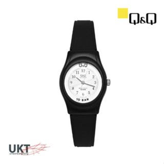 Q&amp;Q Japan Original นาฬิกา สำหรับผู้หญิง สายพลาสติก PU สีดำ VP23J011Y