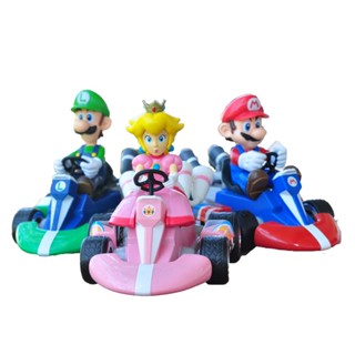 ของเล่นฟิกเกอร์ Super Mario Kart Four Wheels Motor Pull Back Racer Car 7 สไตล์ PVEQ