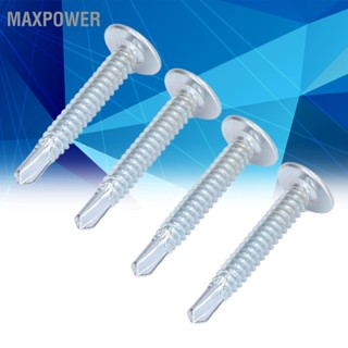 Maxpower สกรูเครื่องซักผ้าหัวกลม 250PCS เหล็กคาร์บอนชุบสังกะสีสกรูเจาะตนเอง M4.8x32mm