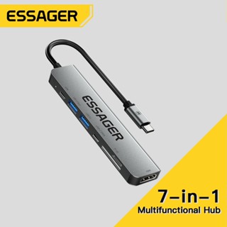 Essager 7 in 1 ฮับ usb 3 0 sd การ์ดรีดเดอร์ PD 60w อะแดปเตอร์โน้ตบุ๊ก อเนกประสงค์ ขั้วต่อ HDMI